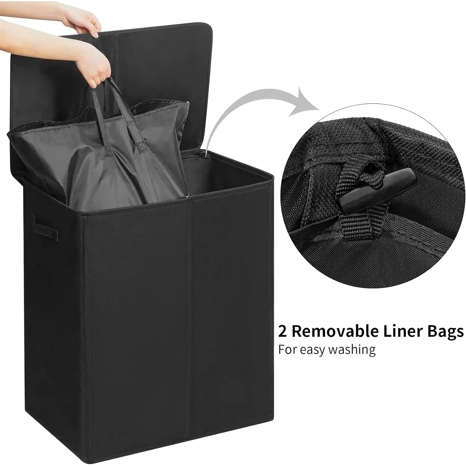 WOWLIVE 154L Double Laundry Hamper with Lid and Removable Laundry Bags, Large Dirty Clothes Hamper 2 section Collapsible - Premium hamper from Lizard Vigilante - Just $56.88! Shop now at Lizard Vigilante