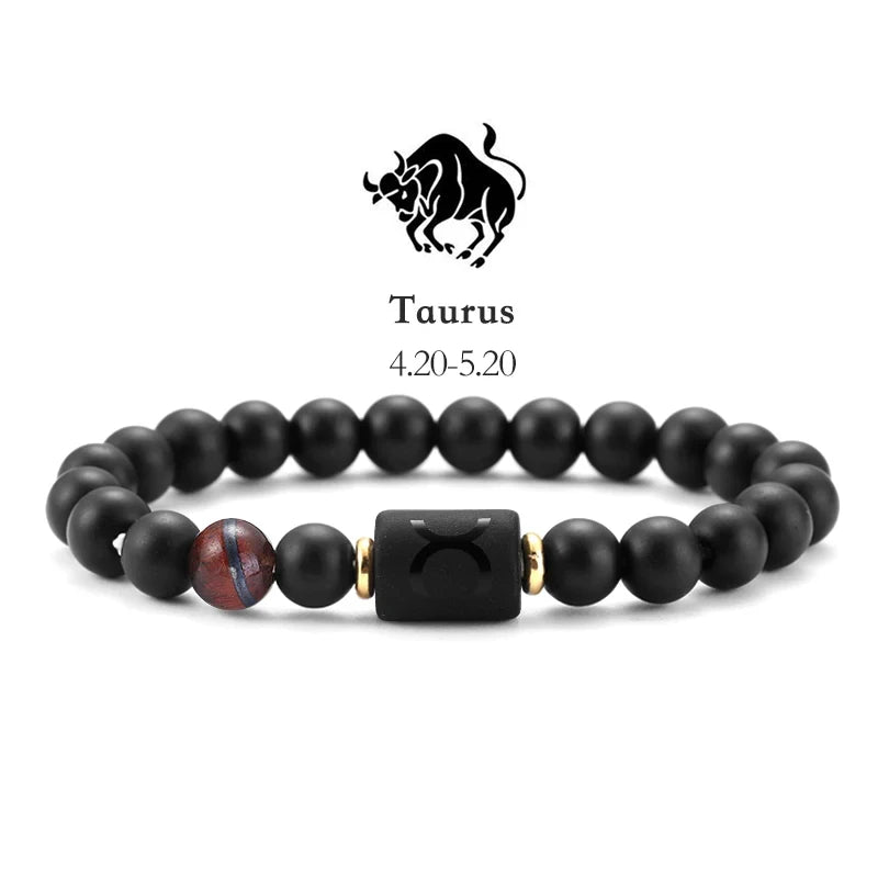 Zodiac Signs Natural Stone Bracelets Taurus Cancer Virgo Pisces Bracelets Ladies Men Couples Friendship Jewelry Gift Bracelet - Premium bracelet from Lizard Vigilante - Just $22.99! Shop now at Lizard Vigilante