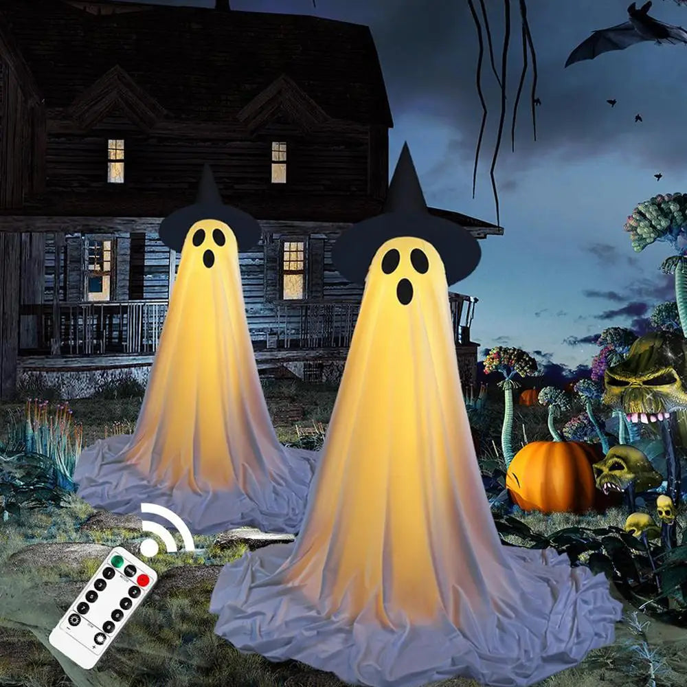Lighted Spooky Ghost Decor Scary Standing Ghost with LED String Lights Home Porch Garden Yard Lawn Party Halloween Decorations