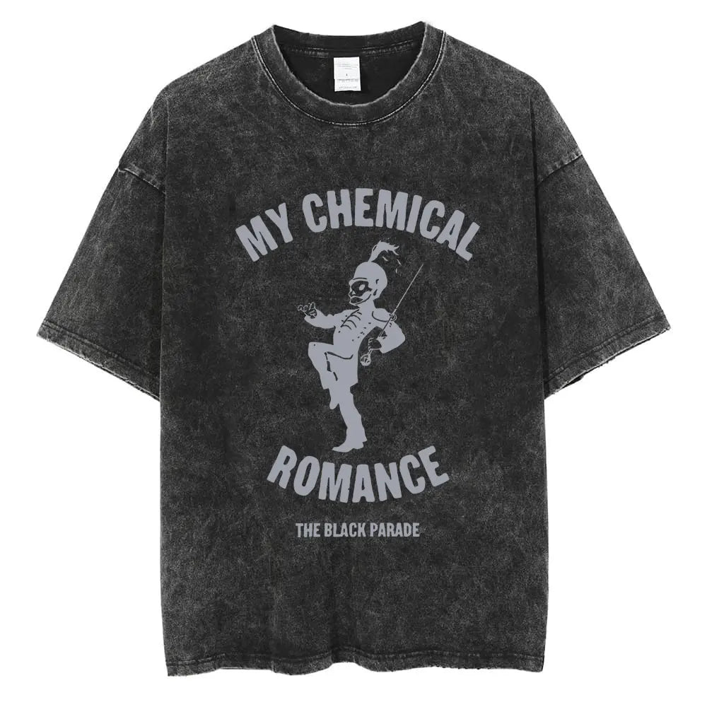 My Chemical Romance The Black Parade Retro Washed T-Shirt – Unisex Gothic Cotton Streetwear, Loose Fit Casual Tee - Premium t-shirt from Lizard Vigilante - Just $26.66! Shop now at Lizard Vigilante