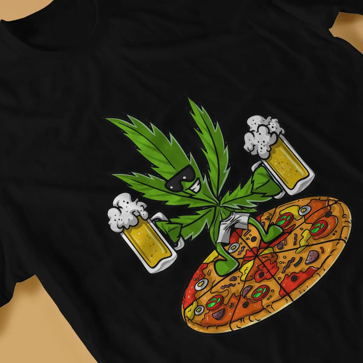 Pizza Lover Beer Party Weed 420 Smoking T-Shirt – Casual O-Neck Polyester T-Shirt for Men - Premium T-Shirt from Lizard Vigilante - Just $23.88! Shop now at Lizard Vigilante