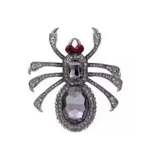Venom Stage Spider Brooch – Giant Crystal Punk Insect Pin with Pearl Shockwave