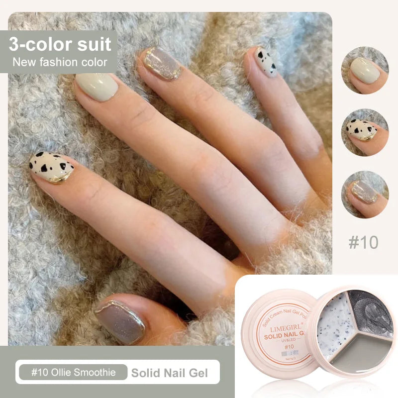 LIMEGIRL Solid Nail Art Gel Polish 15g 3 Colors Cream Soft Gel Polish for Nail Art Beginner DIY Design  Home/Salon Manicure Gift