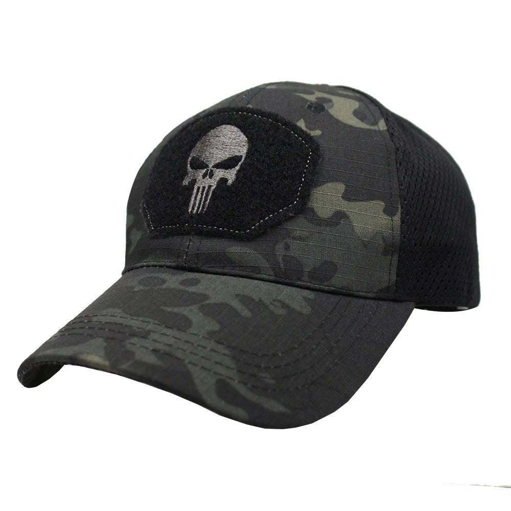 Tactical Camouflage Baseball Cap Mesh Breathable Special Forces Tactical Camo Hat Skull Duck Visor Hat - Premium  from Lizard Vigilante - Just $8.99! Shop now at Lizard Vigilante