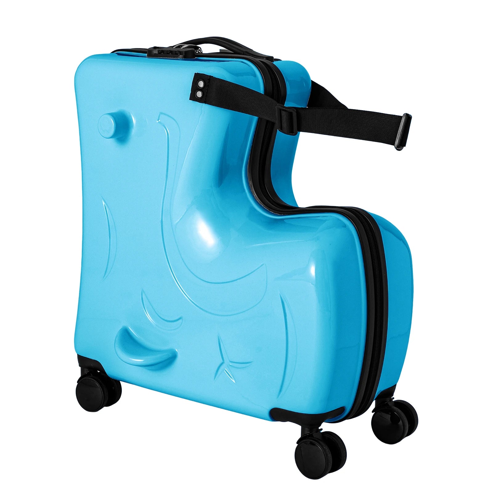 Children's sit ride suitcase 20 Inch kids Travel Trolley Waterproof Slide Rolling Luggage with Lock Blue - Premium  from Lizard Vigilante - Just $135.99! Shop now at Lizard Vigilante