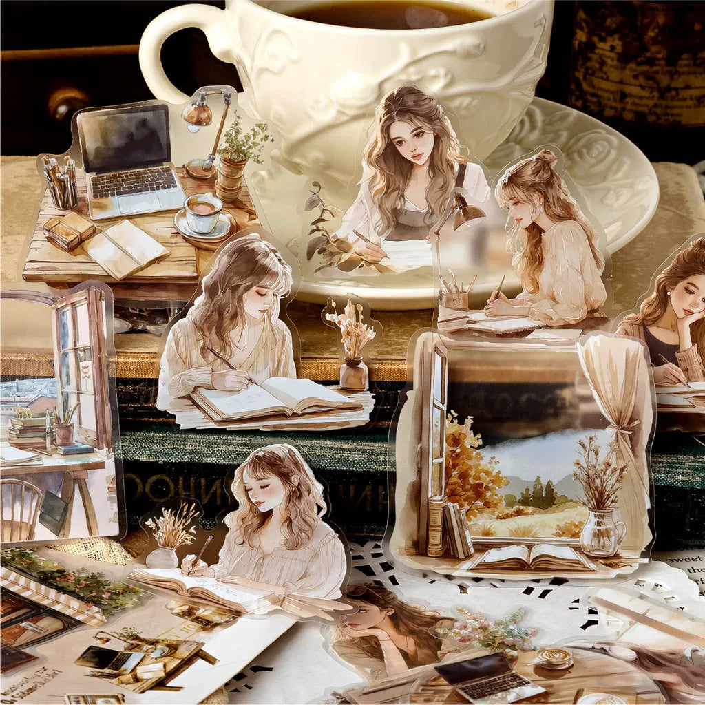 Journamm 40pcs/pack PET Materials Character Sticker DIY Scrapbook Collage Supplies Creative Decor Stationery Aesthetics Stickers