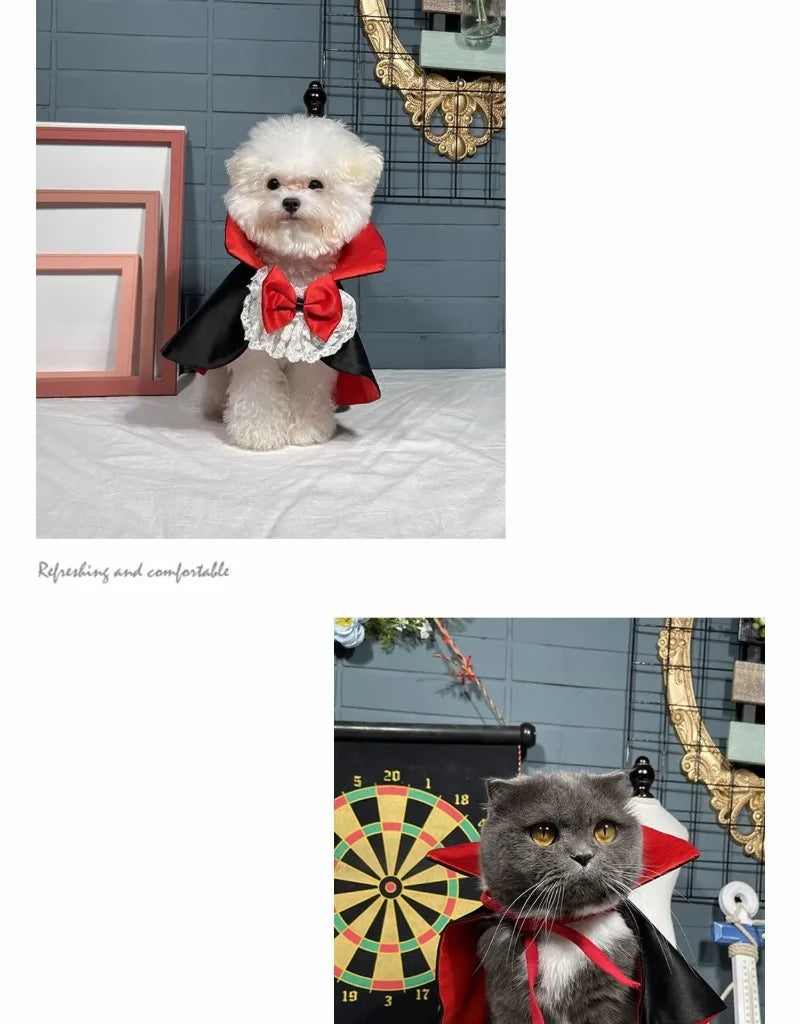 Halloween Pet Costumes Cosplay Vampire Cloak For Small Dog Cat Kitten Puppy Dress Kawaii Pet Clothes Cat Accessoties Gift