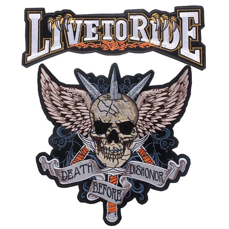 Punk Biker Patch Iron/Sew On Embroidery Patches On Clothes Skull Big Pacthes For Jacket Applique DIY Rock Large Back Pacth Badge - Lizard Vigilante