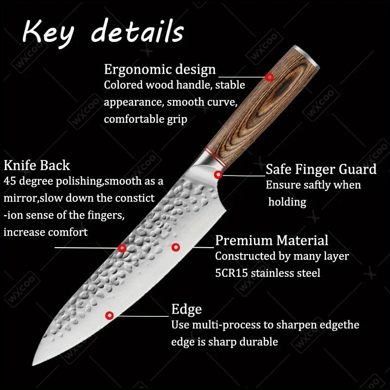 6 Pcs, Professional Kitchen Chef Knife Set, Multipurpose Knives Stainless Steel Knife Holder Kitchen Scissors - Premium knife set from dsers - Just $108.88! Shop now at Lizard Vigilante