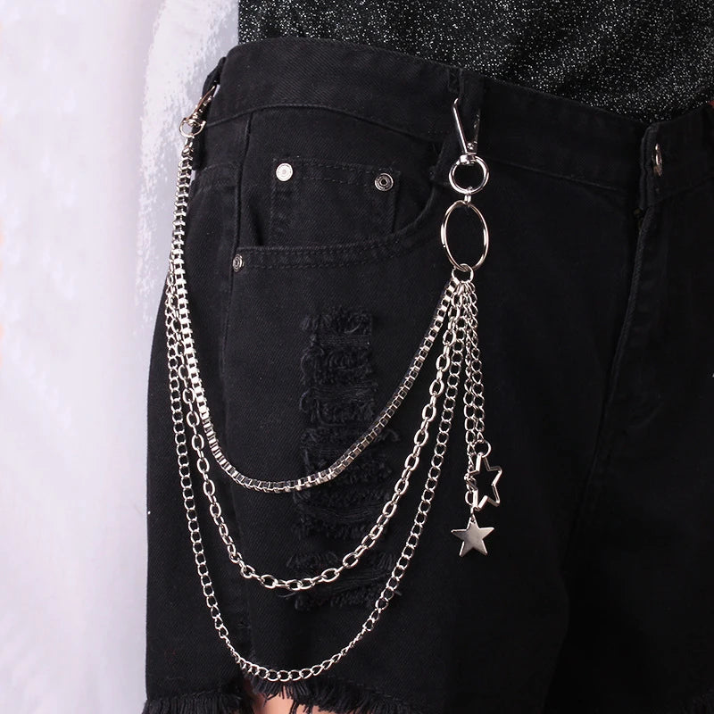 Punk Street Keychain Chain – Unisex Moon Star Rivets Skull Belt Accessory - Premium keychain from Lizard Vigilante - Just $19.88! Shop now at Lizard Vigilante