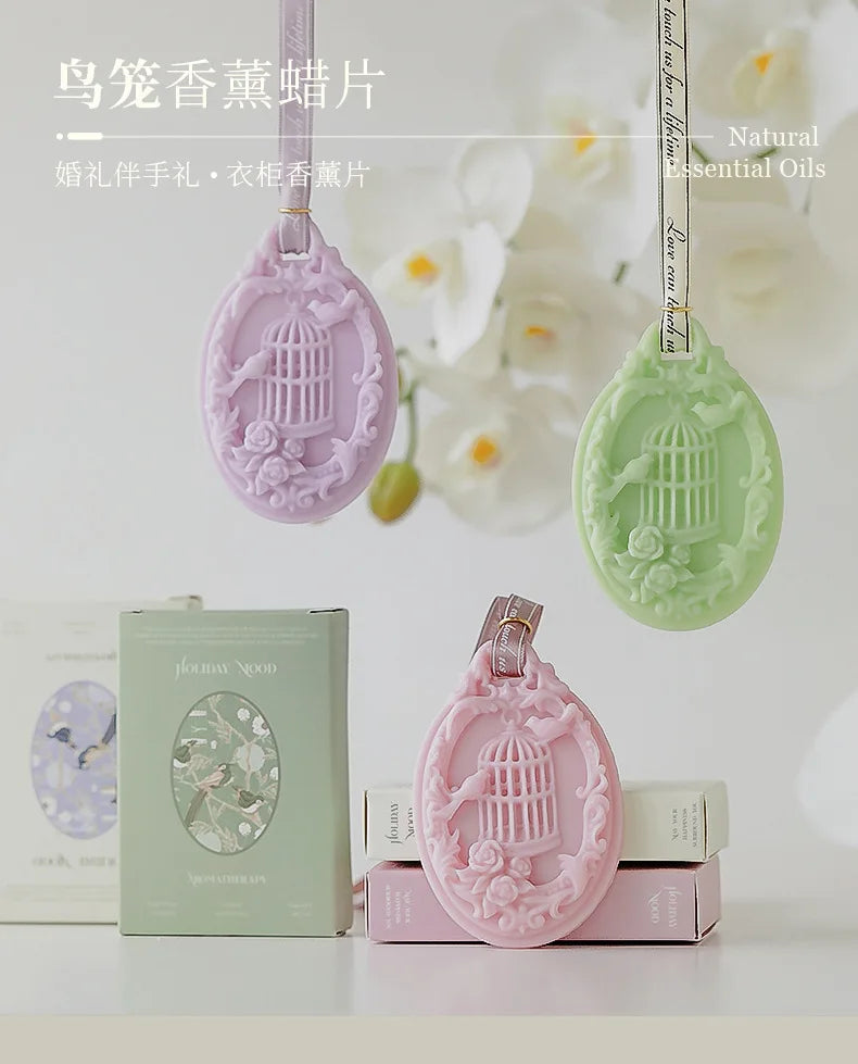 Birdcage Aromatherapy Candle Wax Tablets Wardrobe Deodorant Car Pendant Solid Balm Aromatic Air Freshener Long Lasting Fragrance