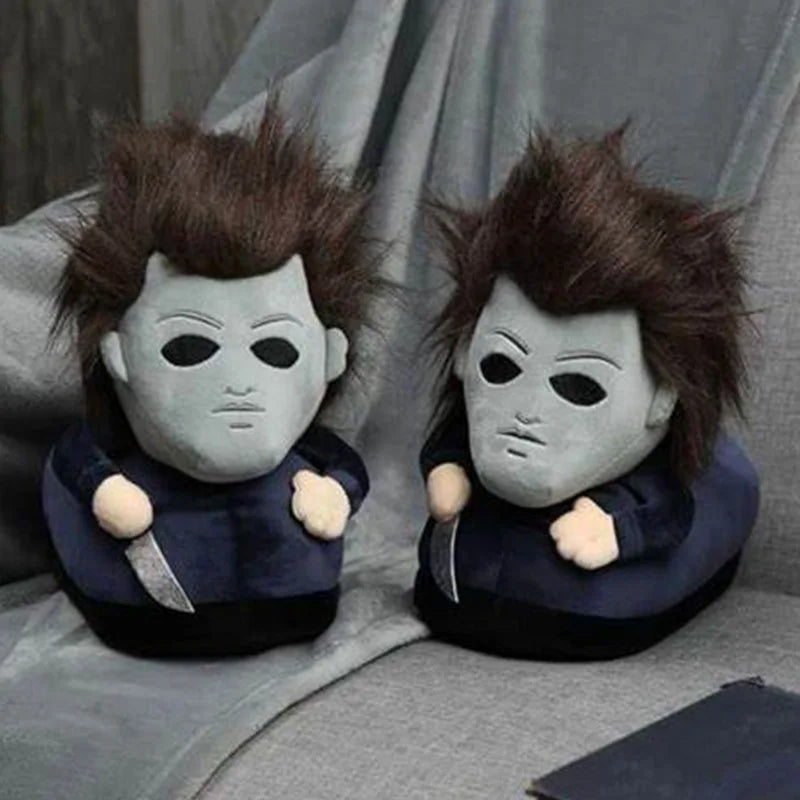 Highland Cow Halloween Michael Myers & Chucky Plush Slippers – Soft Horror Themed House Shoes - Premium slippers from Lizard Vigilante - Just $33.33! Shop now at Lizard Vigilante