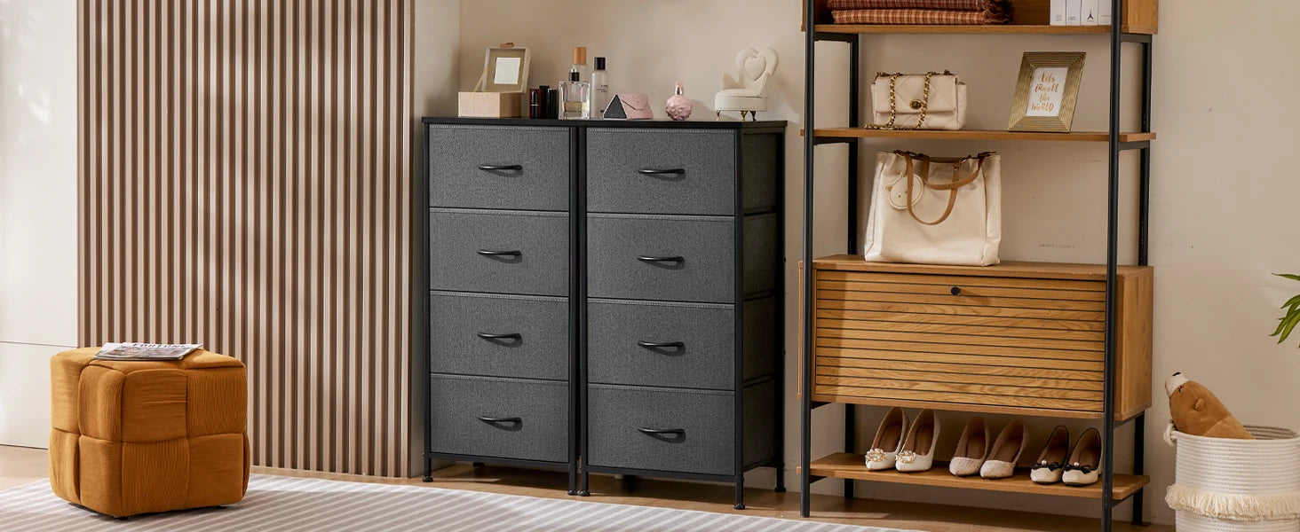 JHK Modern Minimalist Dresser with 4 Fabric Drawers – Stylish Steel Frame Storage Cabinet for Bedroom - Premium cabinet from Lizard Vigilante - Just $58.88! Shop now at Lizard Vigilante