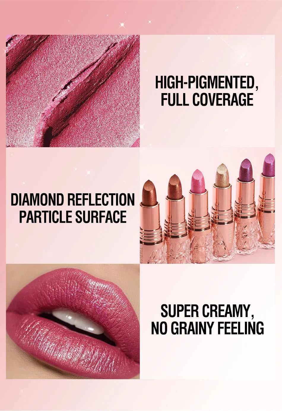 Fine Glitter lipstick, Quicksand Gold Lipstick, Moisturizing Silky Mermaid Girl Pink, Long-Lasting Waterproof Grapefruit Orange