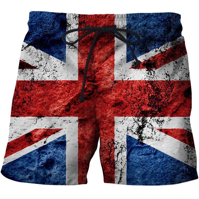 USA UK National Flag Graphic Men Board Shorts 3D Printed Short Pants Casual Hawaii Surf Swim Trunks Bikini Sunny Beach Swimsuit - Lizard Vigilante