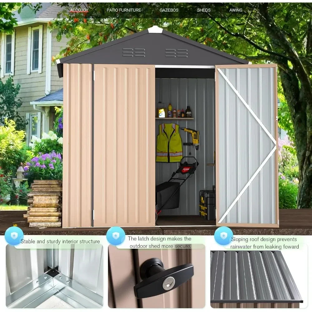 6'x 4' Weatherproof Metal Shed with Adjustable Shelves - Premium shed from Lizard Vigilante - Just $338.88! Shop now at Lizard Vigilante