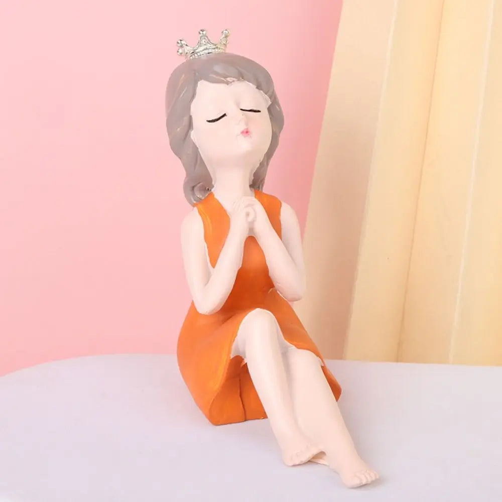 Crafts Resin Little Girl Statue Cute Creative People Sculpture Handicraft Waterproof Miniatures Figurine Living Room