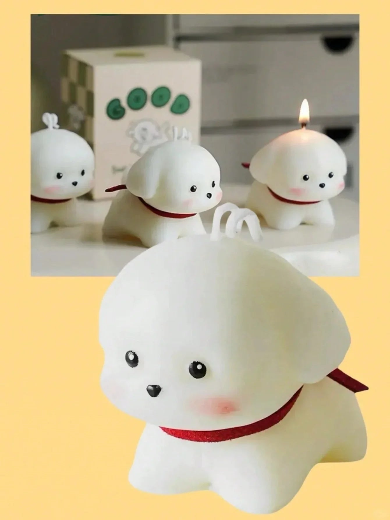 Burning 6h Cartoon 3D Cute White Puppy Candle Home Decor Candle Scented Candle Home Use Girl Aromatherapy Home Aromatic Candle