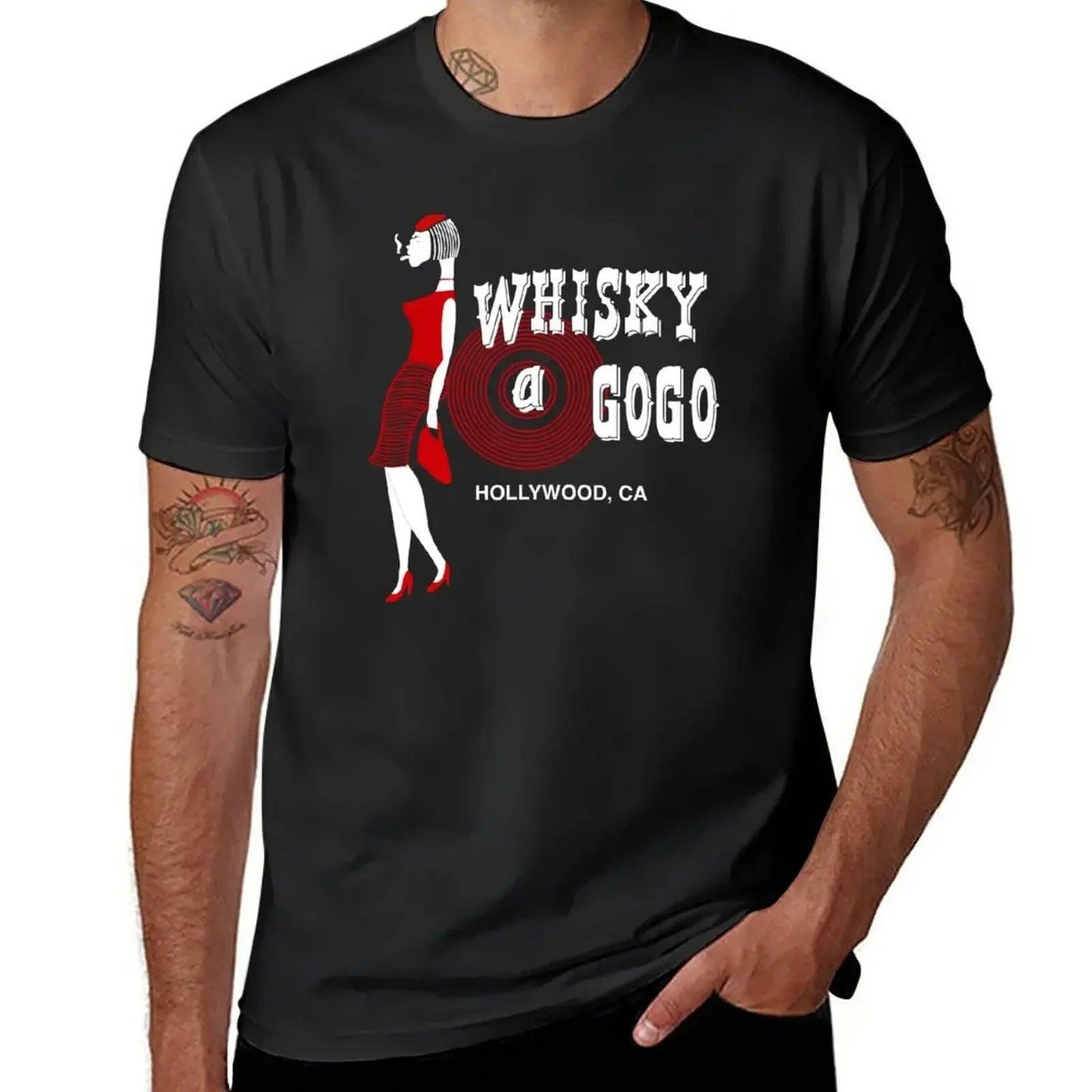 Rare Whiskey A Go Go 80s California Rock and Roll T-Shirt Aesthetic Clothing Kawaii Clothes Men Workout Tee Shirt - Lizard Vigilante