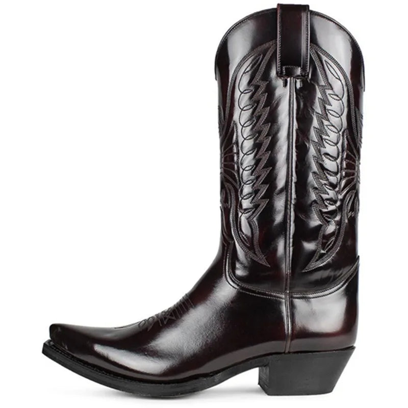 Retro Chic: Mid-Calf Western Boots with Side Zipper - Premium boots from Lizard Vigilante - Just $72.99! Shop now at Lizard Vigilante