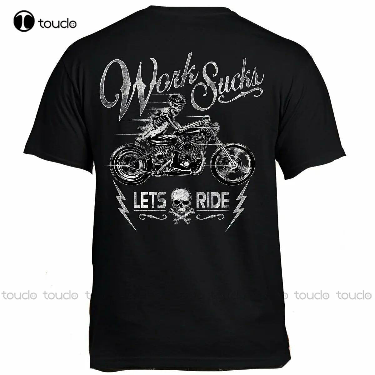 Work Sucks Lets Ride T Shirt Cycles Shirt Skull Motorcycle Stripper Funny Biker T-Shirt Custom Tshirt Custom Adult Unisex - Lizard Vigilante