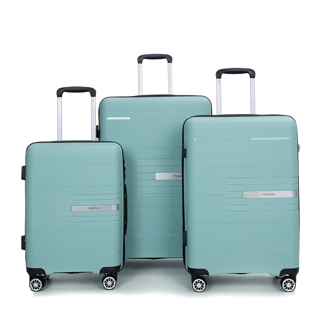 Travelhouse Hardshell Suitcase PP Luggage Sets Lightweight Durable Suitcase with TSA Lock,3-Piece Set (20/24/28) - Premium  from Lizard Vigilante - Just $180.99! Shop now at Lizard Vigilante