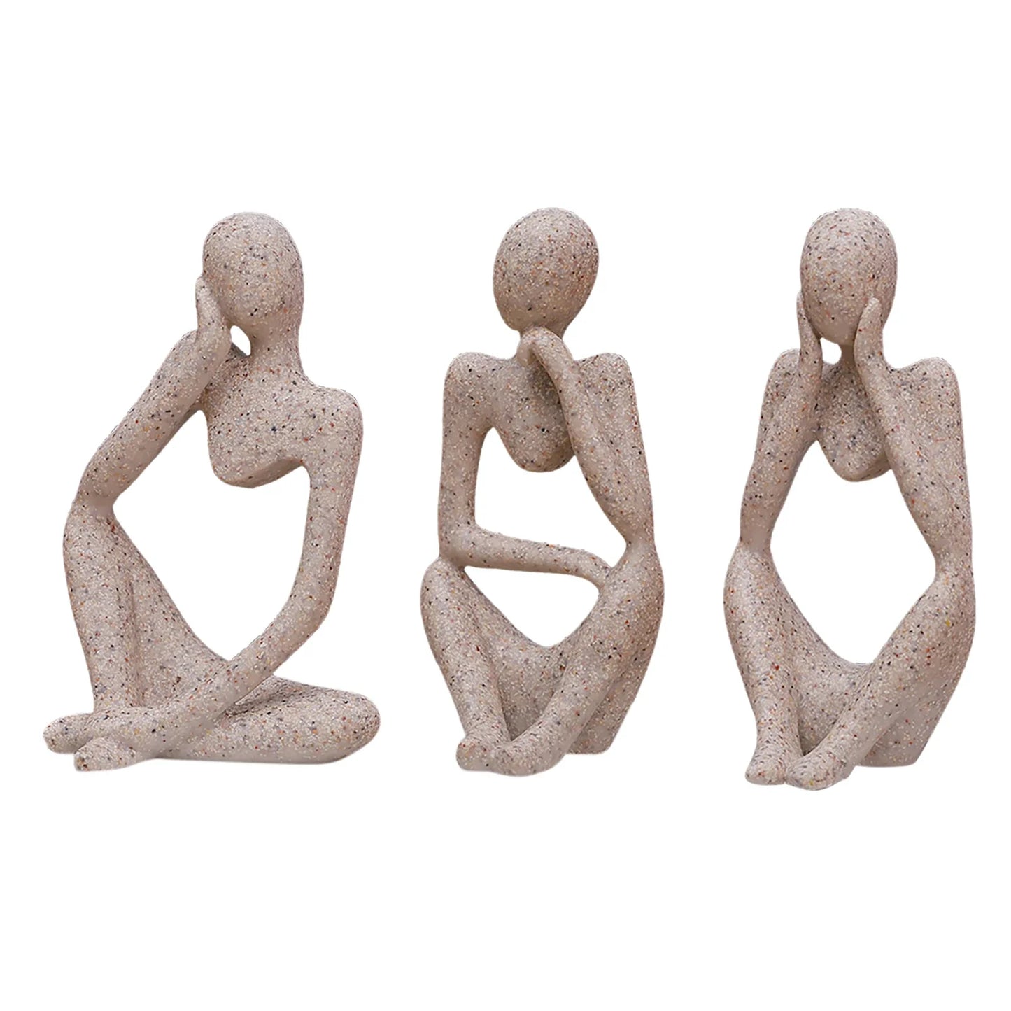 3pcs Thinker Statue Collectible Resin Abstract Art Sculpture Desktop Ornaments Christmas Gifts Home Decor for Office Study Shelf