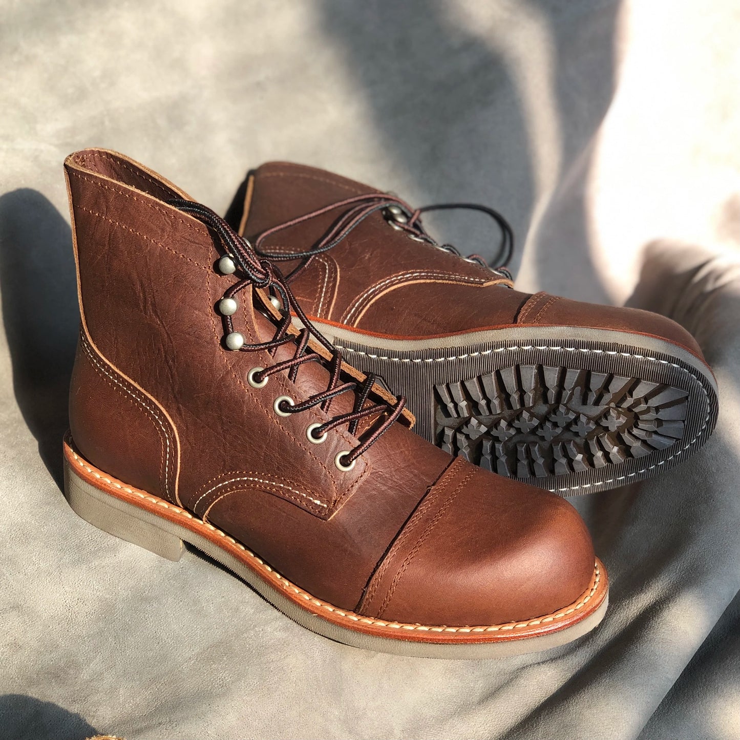 Durable Goodyear-Welted Stitchdown Rugged Style Work Boots - Heritage Leather Moctoeboots - Premium boots from Lizard Vigilante - Just $142.88! Shop now at Lizard Vigilante