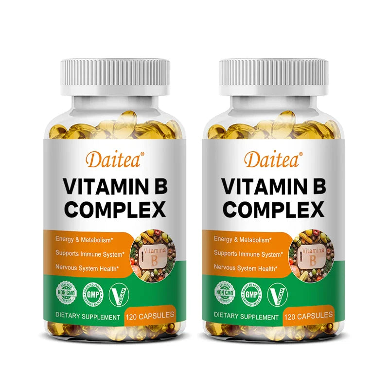 Organic Vitamin B Complex Supports Energy, Immune Health, Antioxidant Supplement - 30/60/120 Vegetarian Capsules
