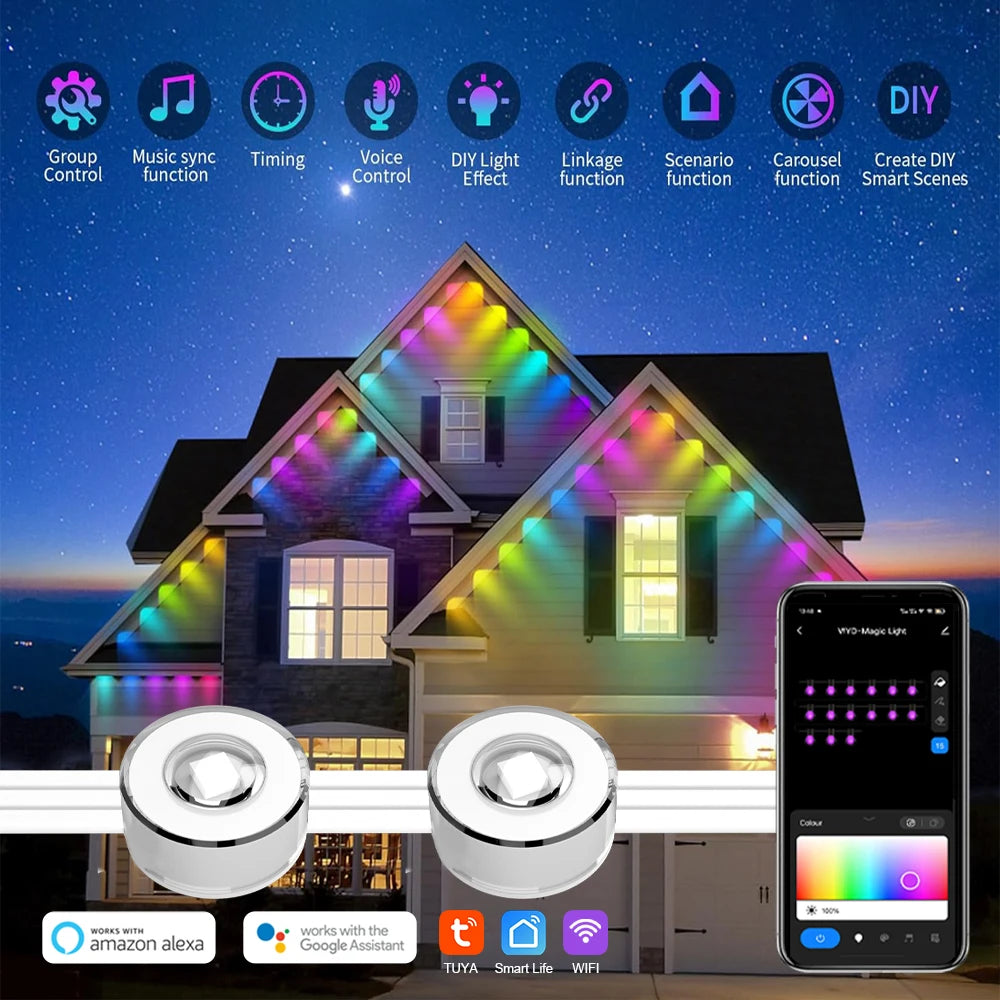 RGBIC String Downlight Smart LED String Light Work with Alexa Color Changing Indoor Wall Light Fixture for Party Music Sync - Premium  from Lizard Vigilante - Just $53.99! Shop now at Lizard Vigilante