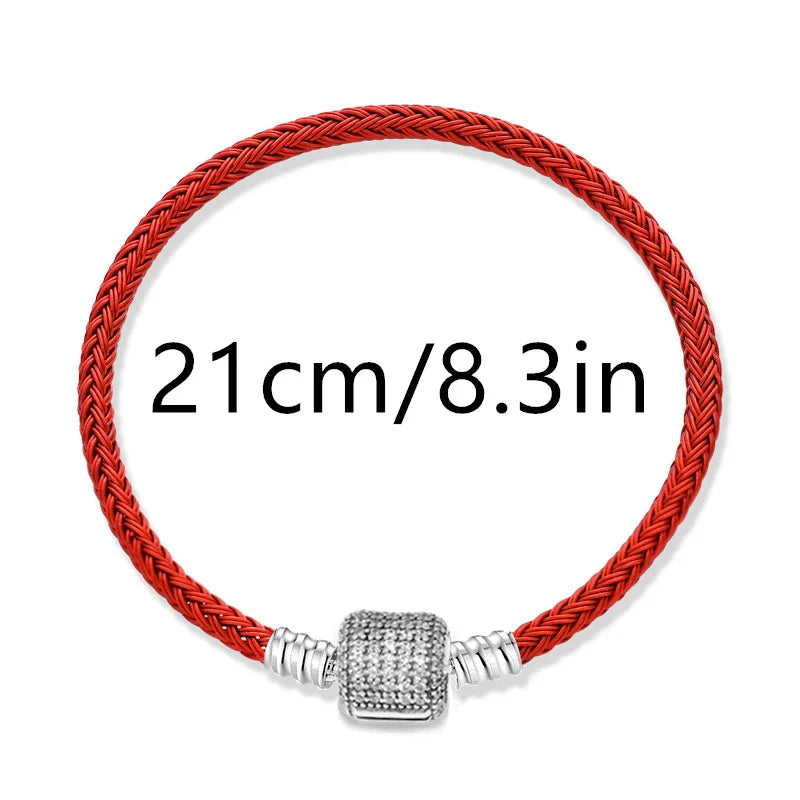 925 Silver Valentine's Day Snake Year Series Pendant Suitable for 925 Sterling Silver Original Women's Bracelet DIY Jewelry Gift