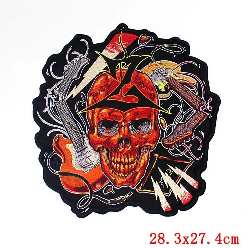 Punk Biker Patch Iron/Sew On Embroidery Patches On Clothes Skull Big Pacthes For Jacket Applique DIY Rock Large Back Pacth Badge - Lizard Vigilante