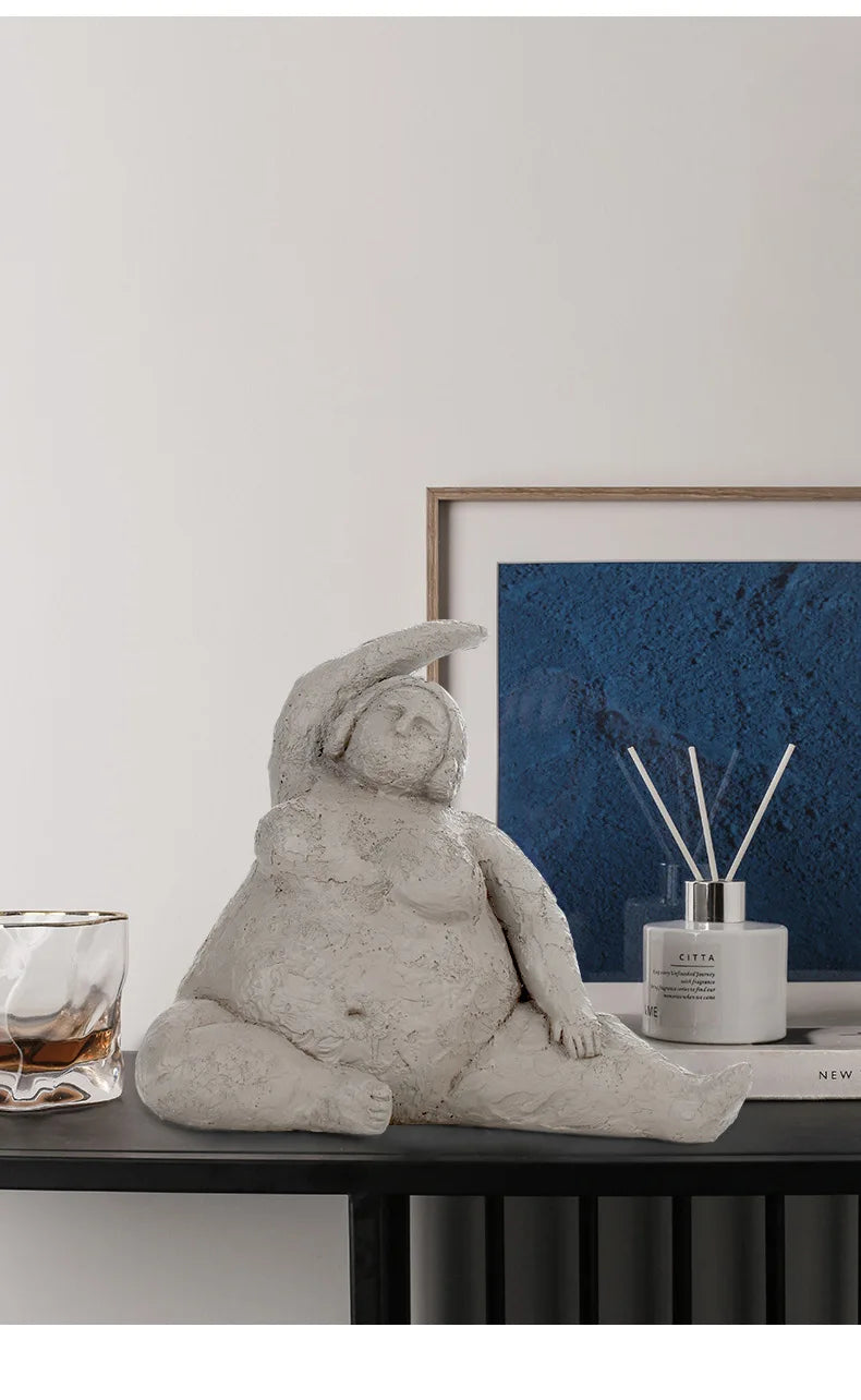 Abstract Body Sculpture Resin Handicraft Fat Woman Yoga Statue Irregular Hand-made Clay Sculptures Home Decoration Accessories