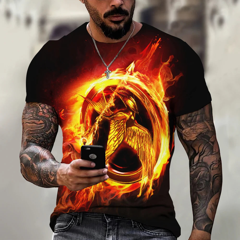 Summer Men's T-shirts 3d Phoenix Print Graphic Short Sleeve Tops Fashion Hip Hop Tees Men Oversized T shirt Vintage Men Clothing - Premium T-Shirt from Lizard Vigilante - Just $23.99! Shop now at Lizard Vigilante