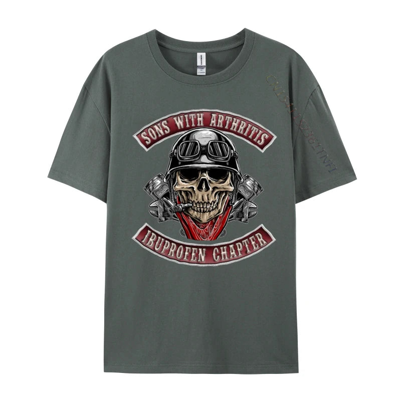 Sons With Arthritis Ibuprofen Chapter Funny Biker Skull T-Shirt – 100% Premium Cotton - Premium T-Shirt from Lizard Vigilante - Just $25.88! Shop now at Lizard Vigilante