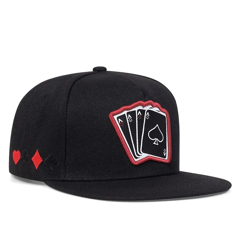 Lizard Vigilante Snapback Cap with Embroidered Ace of Spades Playing Card Design - Unisex Adjustable Sun Hat - Premium hat from Lizard Vigilante - Just $19.99! Shop now at Lizard Vigilante