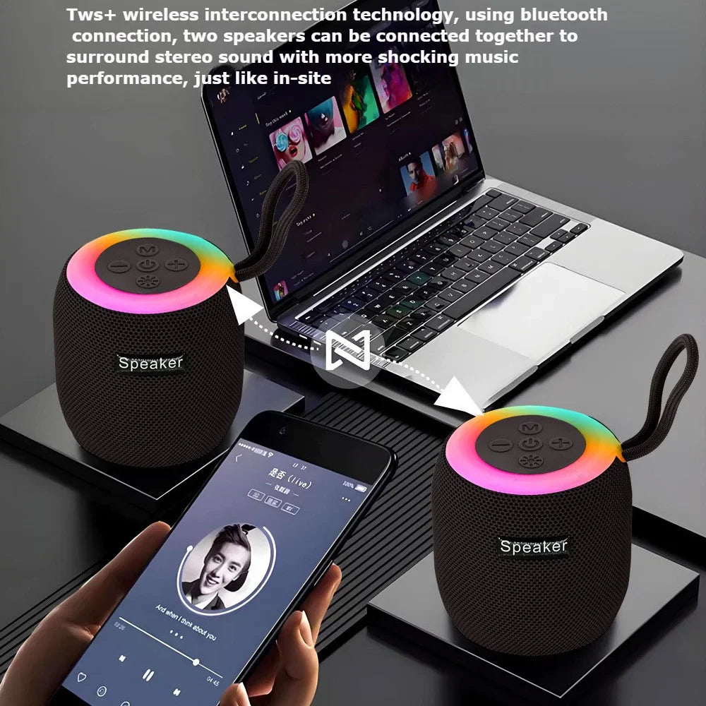 Outdoor portable wireless Bluetooth speaker, subwoofer, car and home with colorful lights, atmospheric small mini speaker