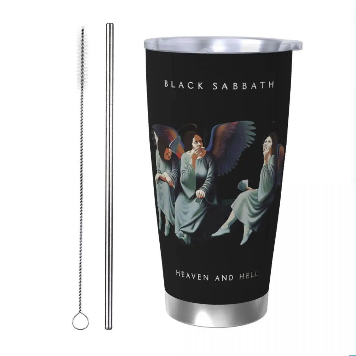 Black Tumbler Sabbath Vacuum Insulated Rock Music Thermal Cup with Lid Straw Car Mug Water Bottle, 20oz - Premium Tumblers from Lizard Vigilante - Just $28.88! Shop now at Lizard Vigilante