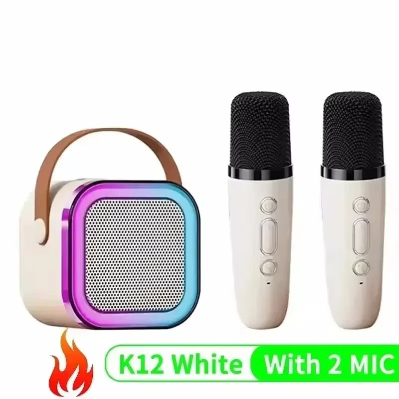 K12 Bluetooth Karaoke Machine Portable  5.3 PA Speaker System with 1-2 Wireless Microphones Home Family Singing Children's Gifts