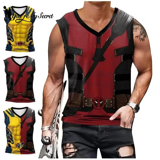 Deadpool Wolverine Cosplay Superhero Printed Vest Comic Compression Workout Bodybuilding Tank Tops - Premium shirt from Lizard Vigilante - Just $23.99! Shop now at Lizard Vigilante