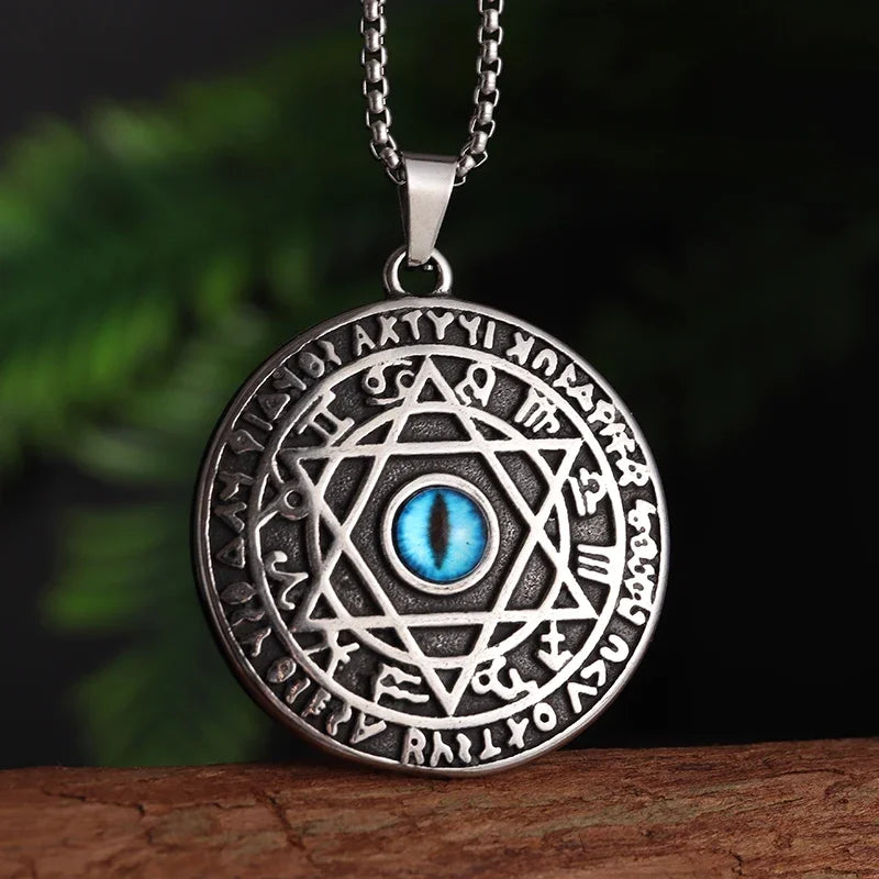 Retro Gothic Blue Evil Eye Protection Pendant Necklace for Men Boys Biker Amulets Punk Jewelry Gifts - Premium Jewelry from Lizard Vigilante - Just $3.99! Shop now at Lizard Vigilante