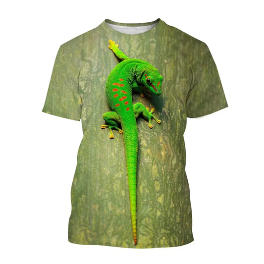 Reptile Gecko Lizard 3D Print T-shirt Summer Funny Animal T Shirts Men O-Neck Short Sleeve Streetwear Kids Oversized Harajuku Tee Tops - Lizard Vigilante