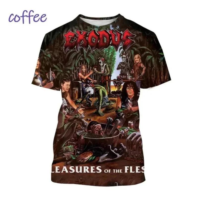 Metal Rock Exodus Band 3D Print O-Neck Tshirt Men Fashion Tees Casual Short Sleeve Oversized  Y2K Harajuku Unisex Clothing - Premium T-Shirt from Lizard Vigilante - Just $23.99! Shop now at Lizard Vigilante