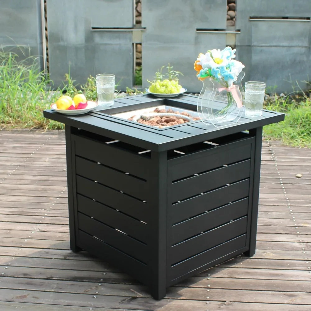 Easy To Use 28" Propane Fire Pit Table with Lid & Lava Rock – CSA Approved Outdoor Heating - Premium fire pit from dsers - Just $188.88! Shop now at Lizard Vigilante