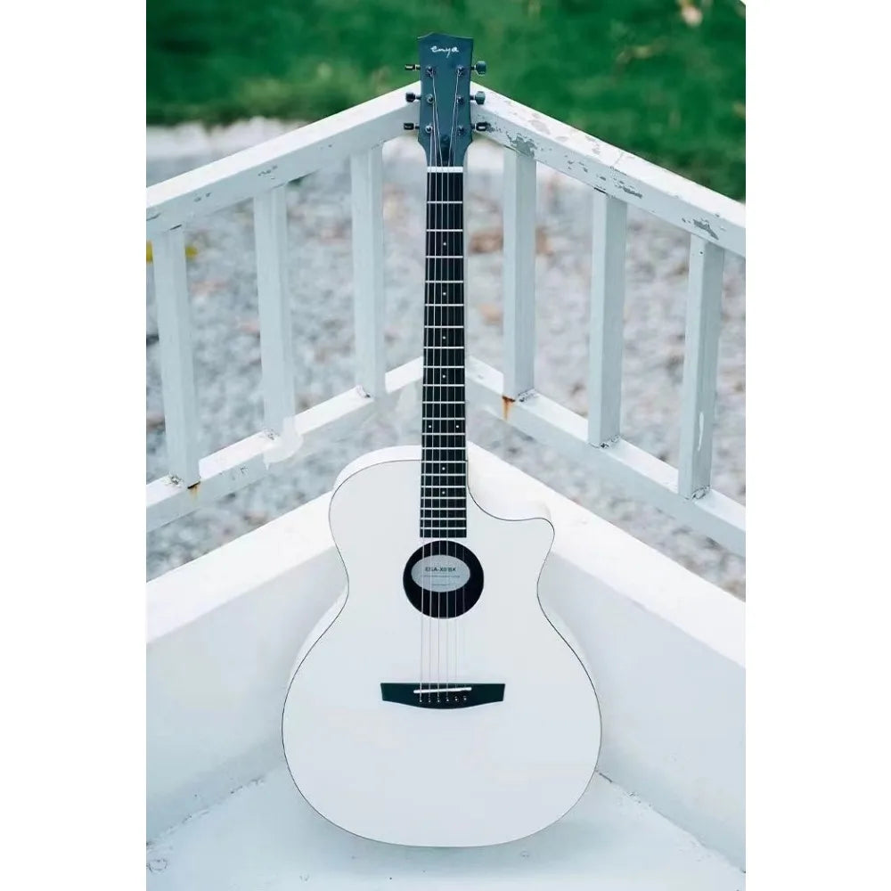 Enya X0 Guitar High-Colour Glacier White 41 Inch Folk Guitar - Lizard Vigilante