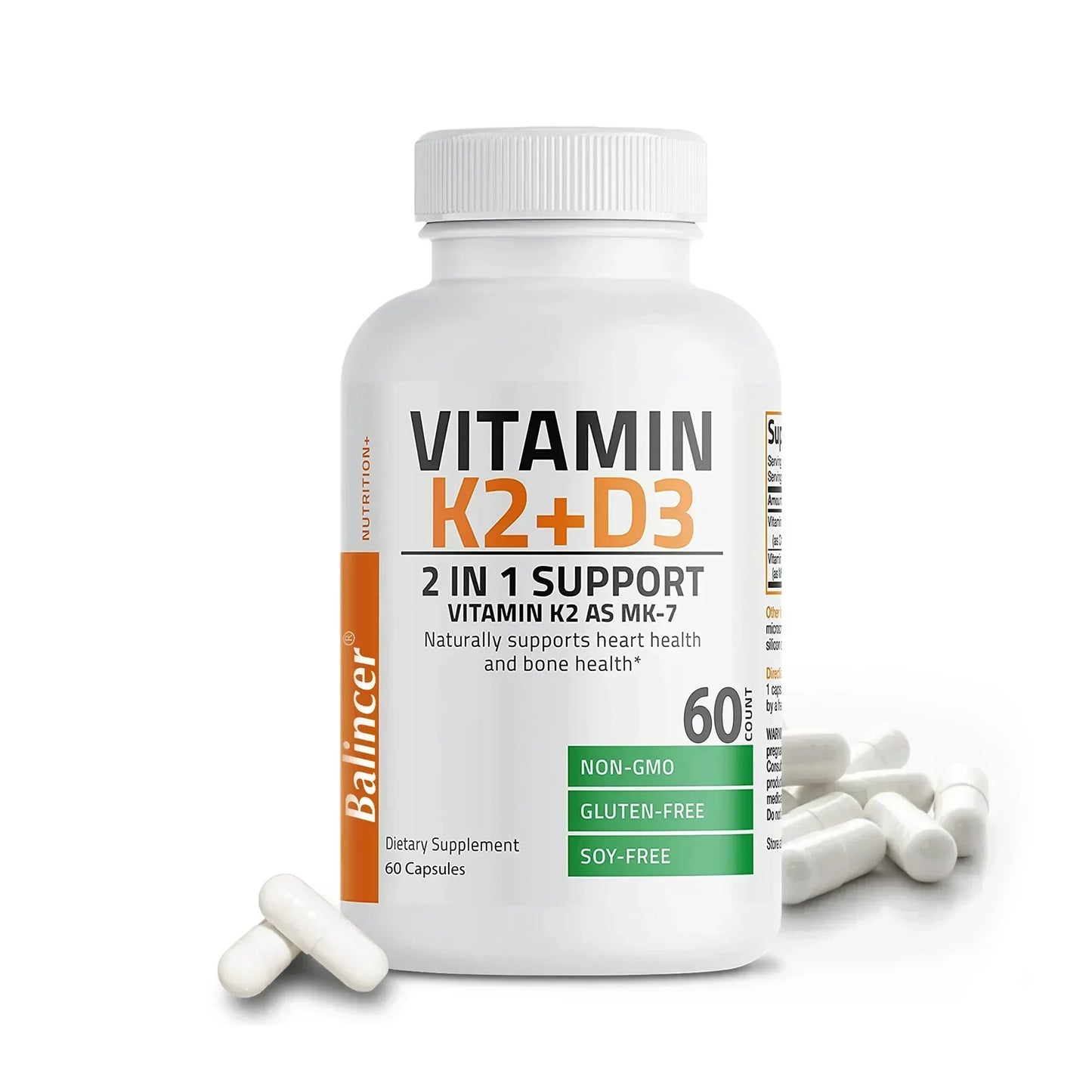 Vitamin D3 + K2(MK7) Supplement - Bone, Joint, Heart, Immune, Teeth and Skin Health Support - Non-GMO Supplement