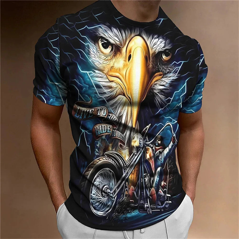 Eagle Motorcycle Retro T-Shirt | Vintage Bike Tee - Premium T-Shirt from Lizard Vigilante - Just $22.99! Shop now at Lizard Vigilante