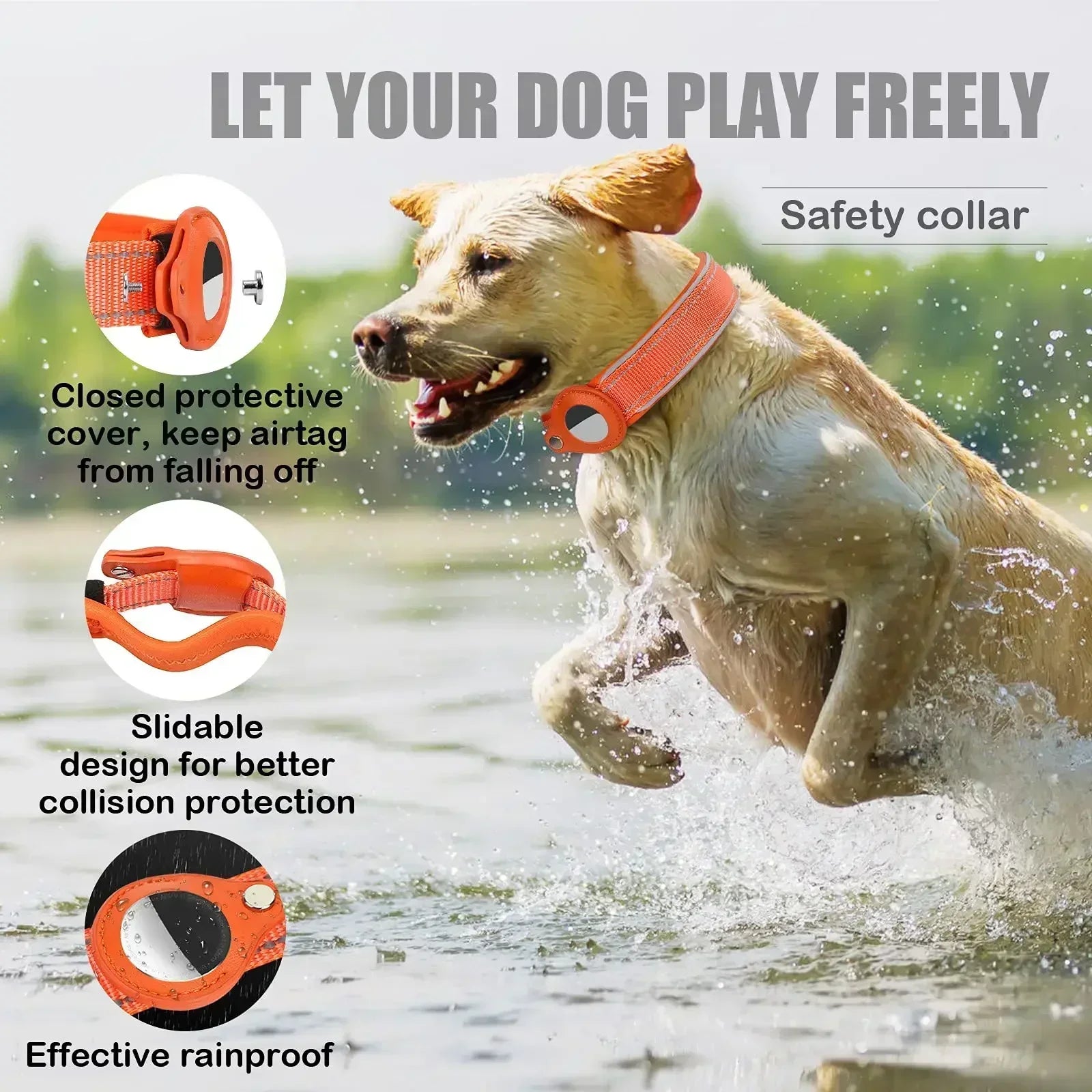 Easy To Use Anti-Lost Dog Collar with Airtag Holder | Reflective, Waterproof, & Adjustable - Perfect for Large Dogs - Premium dog collar from Lizard Vigilante - Just $24.88! Shop now at Lizard Vigilante