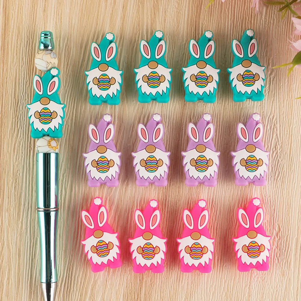 Kovict 5/10Pcs New Focal Silicone Beads Easter Series Bead For Jewelry Making DIY  KeyChain Bracelet Necklace Pen Accessories