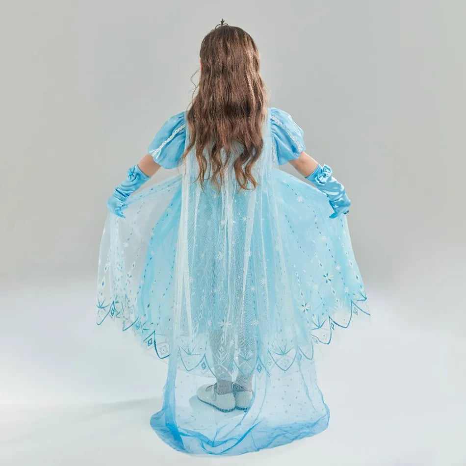 Children Snow Queen Costume – Elsa Cosplay Dress for Girls - Premium Cosplay Costumes from Lizard Vigilante - Just $19.88! Shop now at Lizard Vigilante